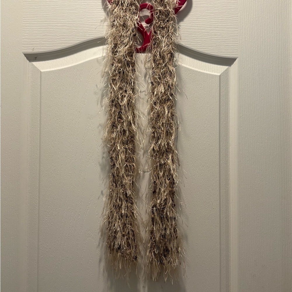 Fuzzy Eyelash Scarf in Beige
